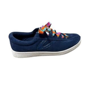 TRETORN Nylite Navy Blue Suede Sneakers size women’s 9; Leather; Colorful Laces